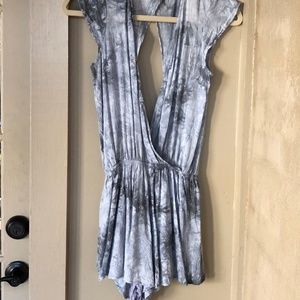 Tobi White and Blue Tie Dye Women's Romper